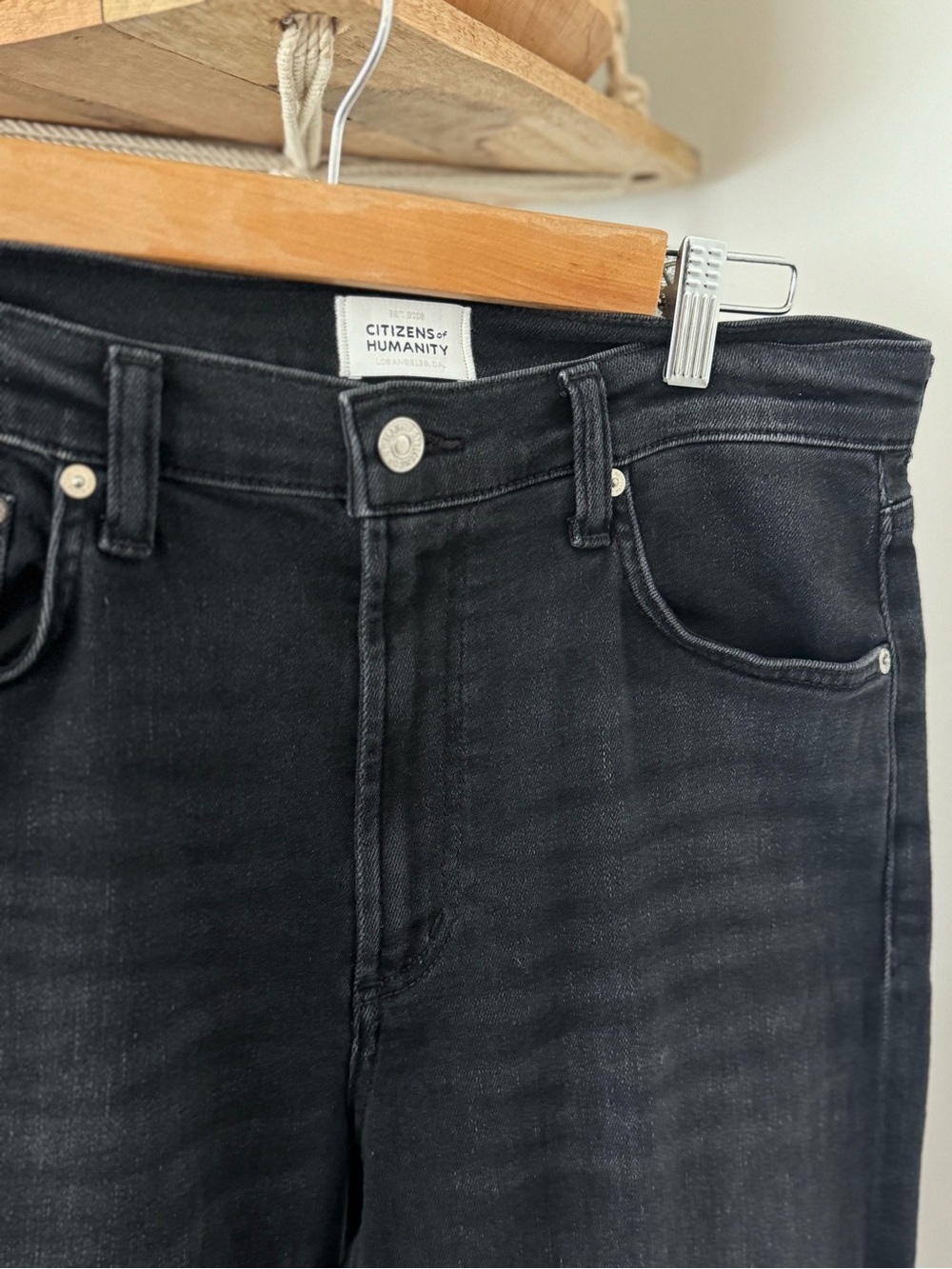 Citizens of Humanity Palma Black Straight Leg Jeans Size 29 P Dark Wash m Denim - Picture 3 of 6